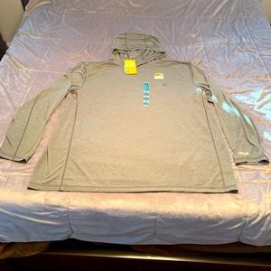 Grey Carhartt hooded long sleeve, sweat wicking, sun protection